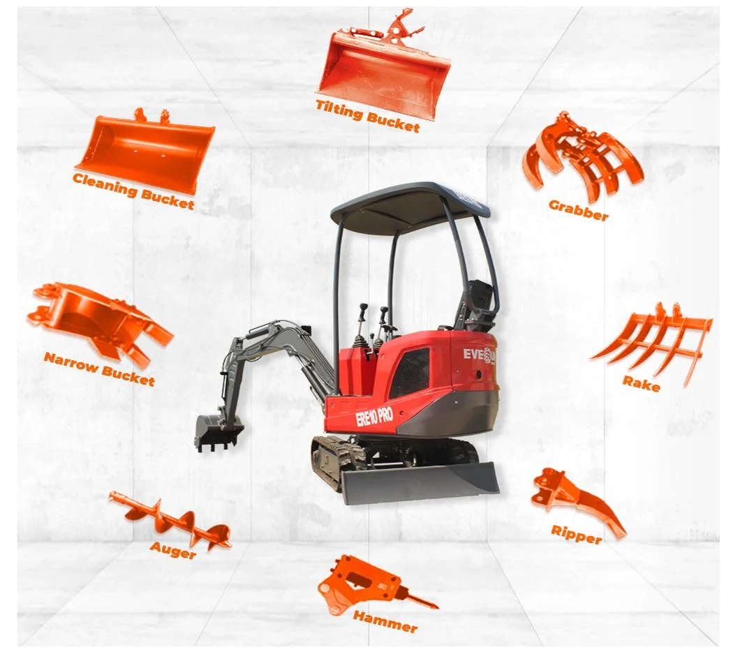 Everun CE Approved Multi-Attachments Ere10 PRO Mini Crawl Wheel Excavator for Sale